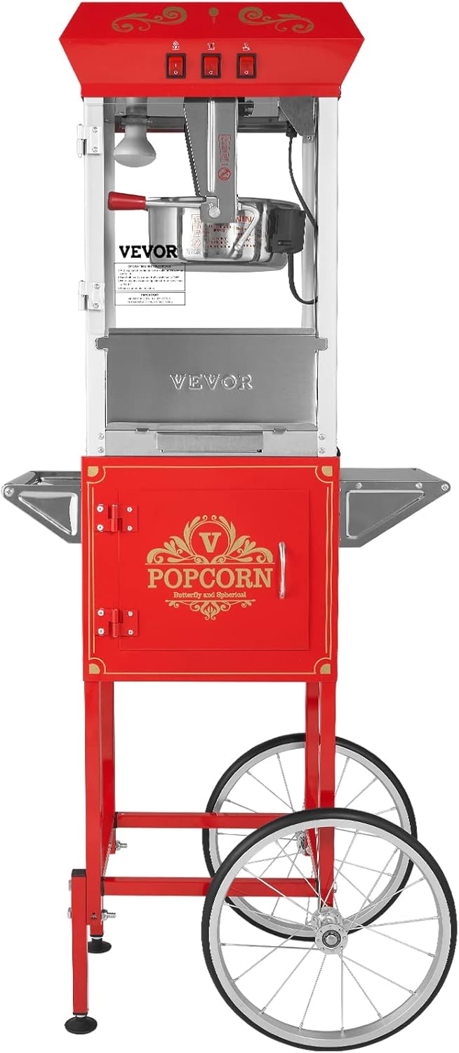 Crispetera Comercial de 8 Onzas con Carrito – Potencia de 850W para Eventos y Negocios en Colombia