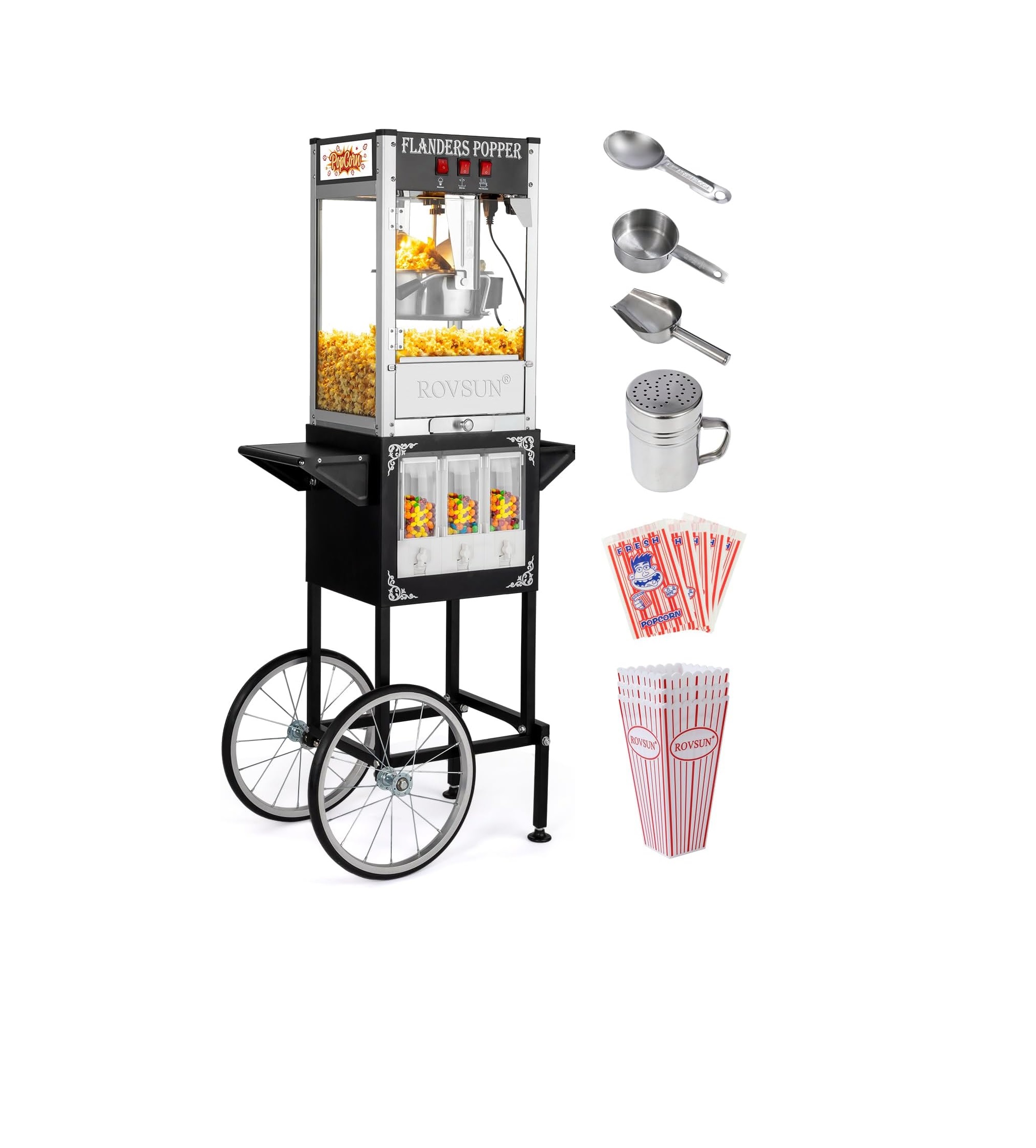 Crispetera ROVSUN de 8 Onzas con Carrito y Dispensadores – Alta Capacidad y Movilidad para Eventos en Colombia