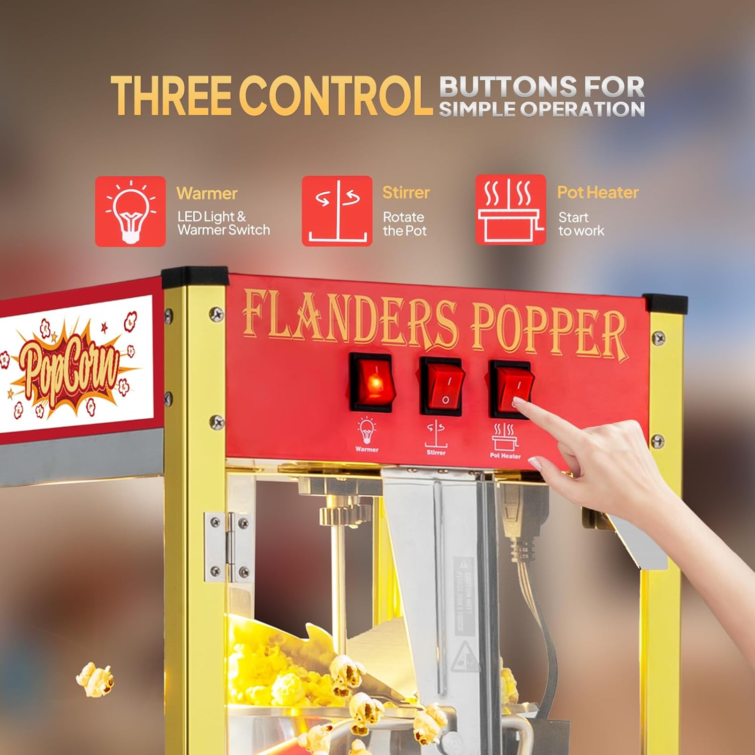 Crispetera ROVSUN de 8 Onzas con Carrito y Dispensadores – Ideal para Fiestas y Negocios en Colombia