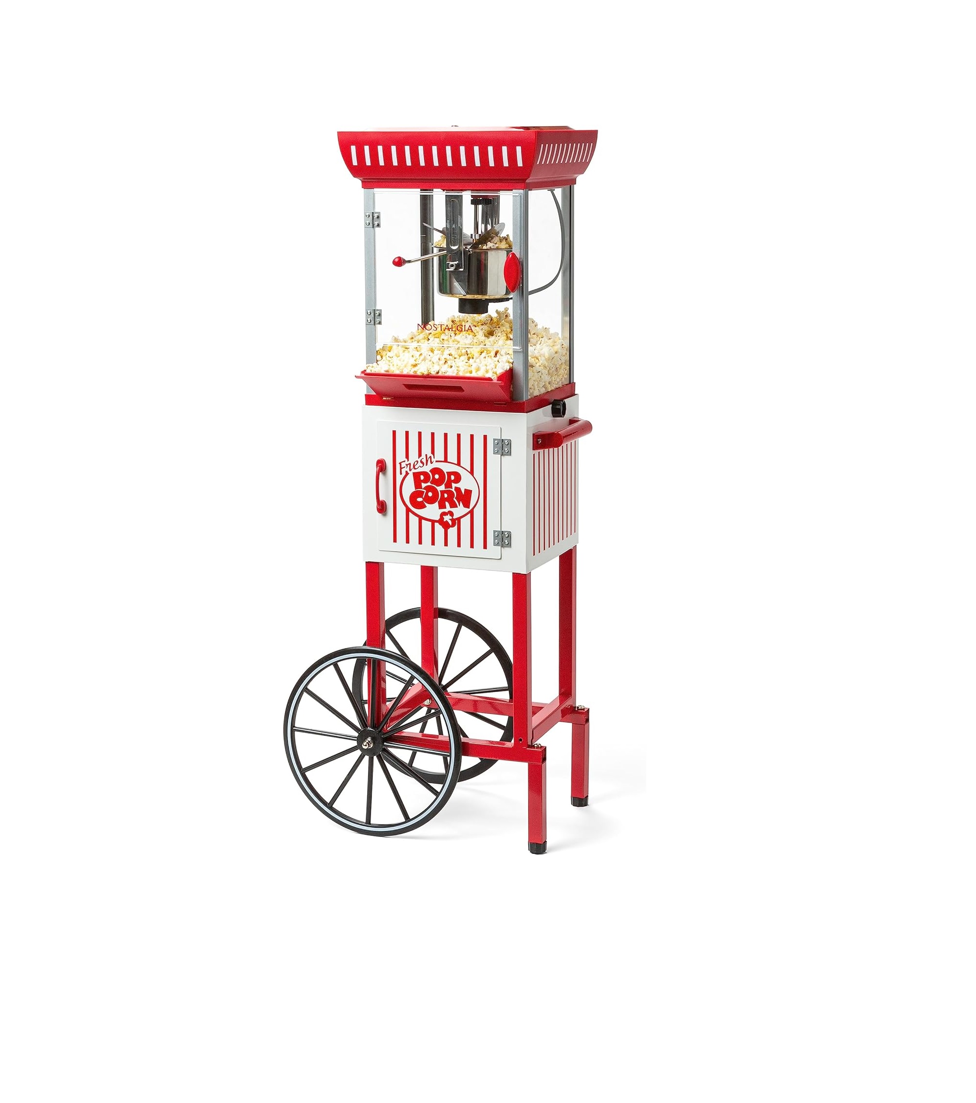 Crispetera Nostalgia Vintage de 2.5 Onzas con Carrito – Estilo Cine en Rojo y Blanco para Hogares y Eventos en Colombia
