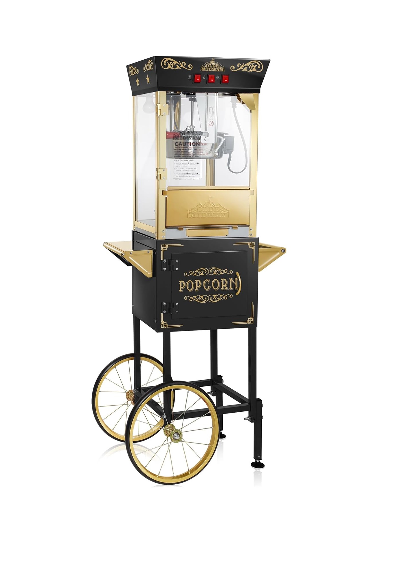 Crispetera Olde Midway de 10 Onzas con Carrito – Estilo Vintage en Negro para Negocios y Eventos en Colombia