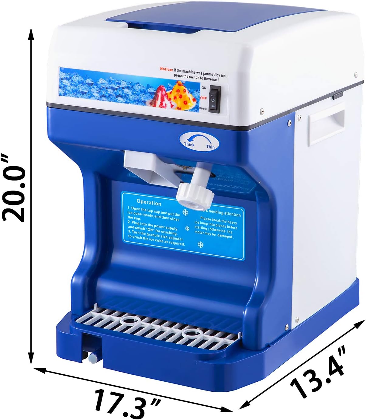 Máquina de Hielo VEVOR 250W, Afeitada Ajustable 265 lb/h, Cono de Nieve Compacto para Uso Hogareño y Comercial en Colombia