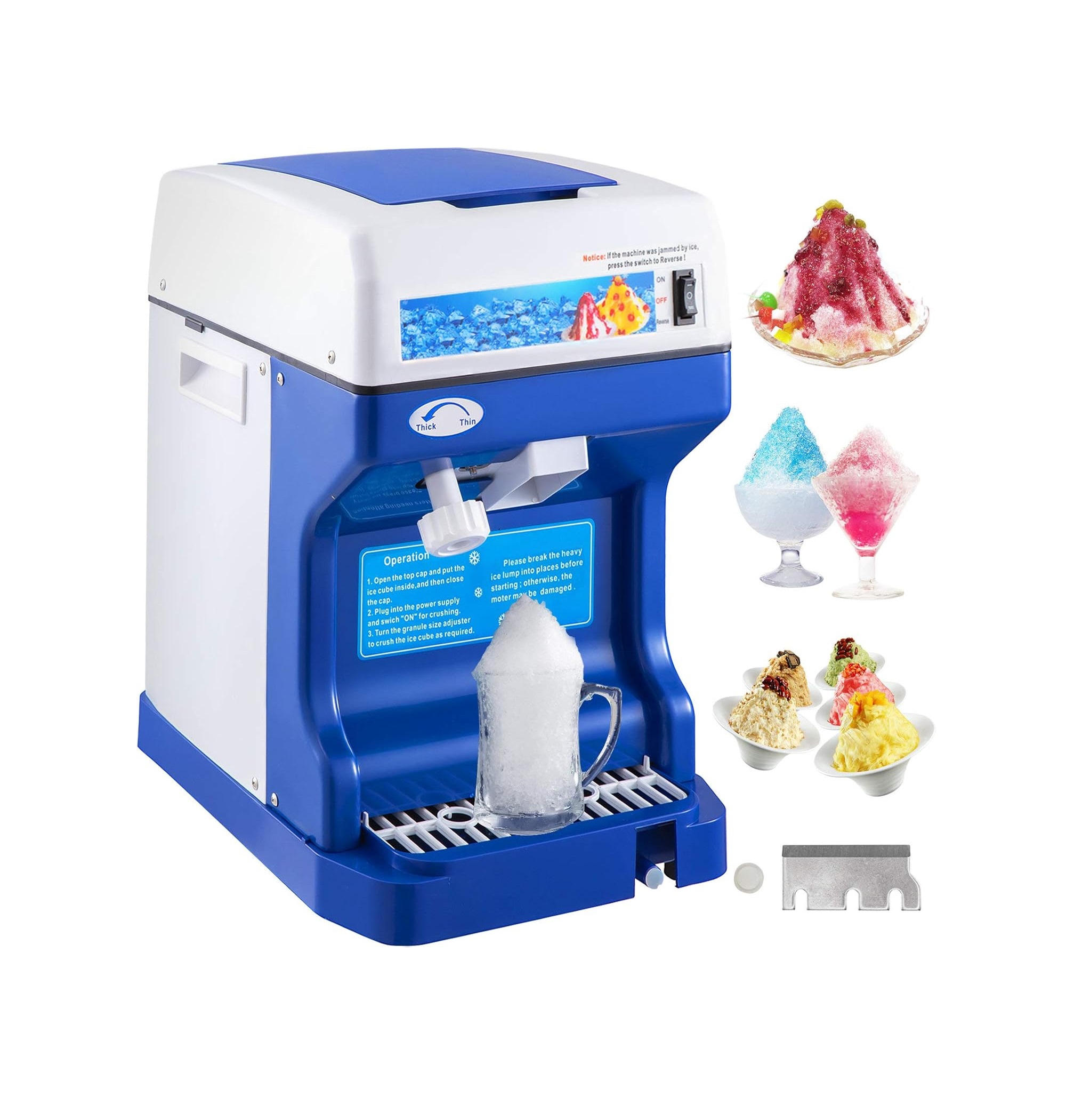 Máquina de Hielo VEVOR 250W, Afeitada Ajustable 265 lb/h, Cono de Nieve Compacto para Uso Hogareño y Comercial en Colombia