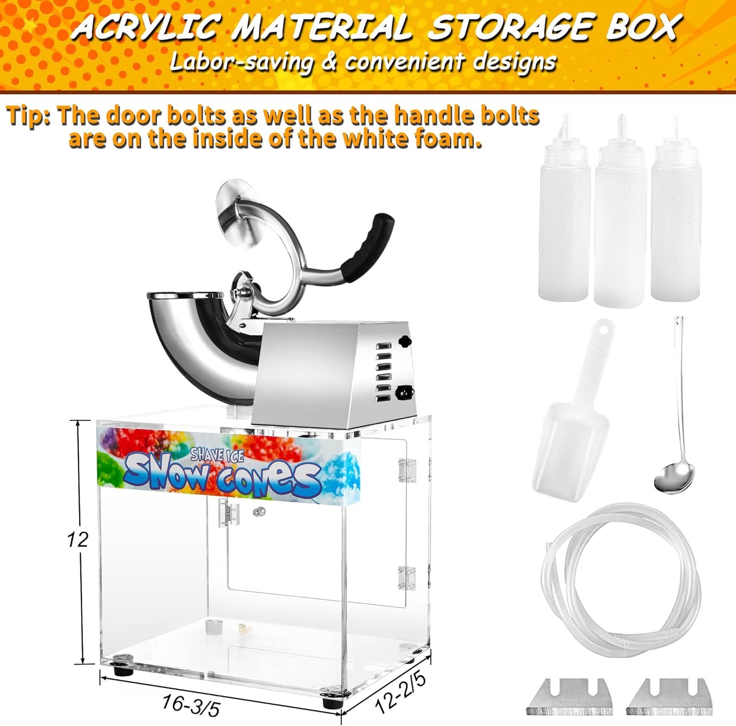 Máquina de Hielo Afeitado 300W, 500 lb/h, Cono de Nieve VNN de 48L para Fiestas y Eventos en Colombia