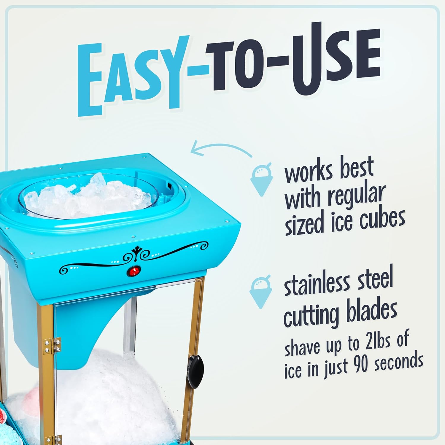 Máquina Retro de Hielo Afeitado Nostalgia, Cono de Nieve, 48 Porciones, Cuchillas de Acero Inoxidable en Colombia