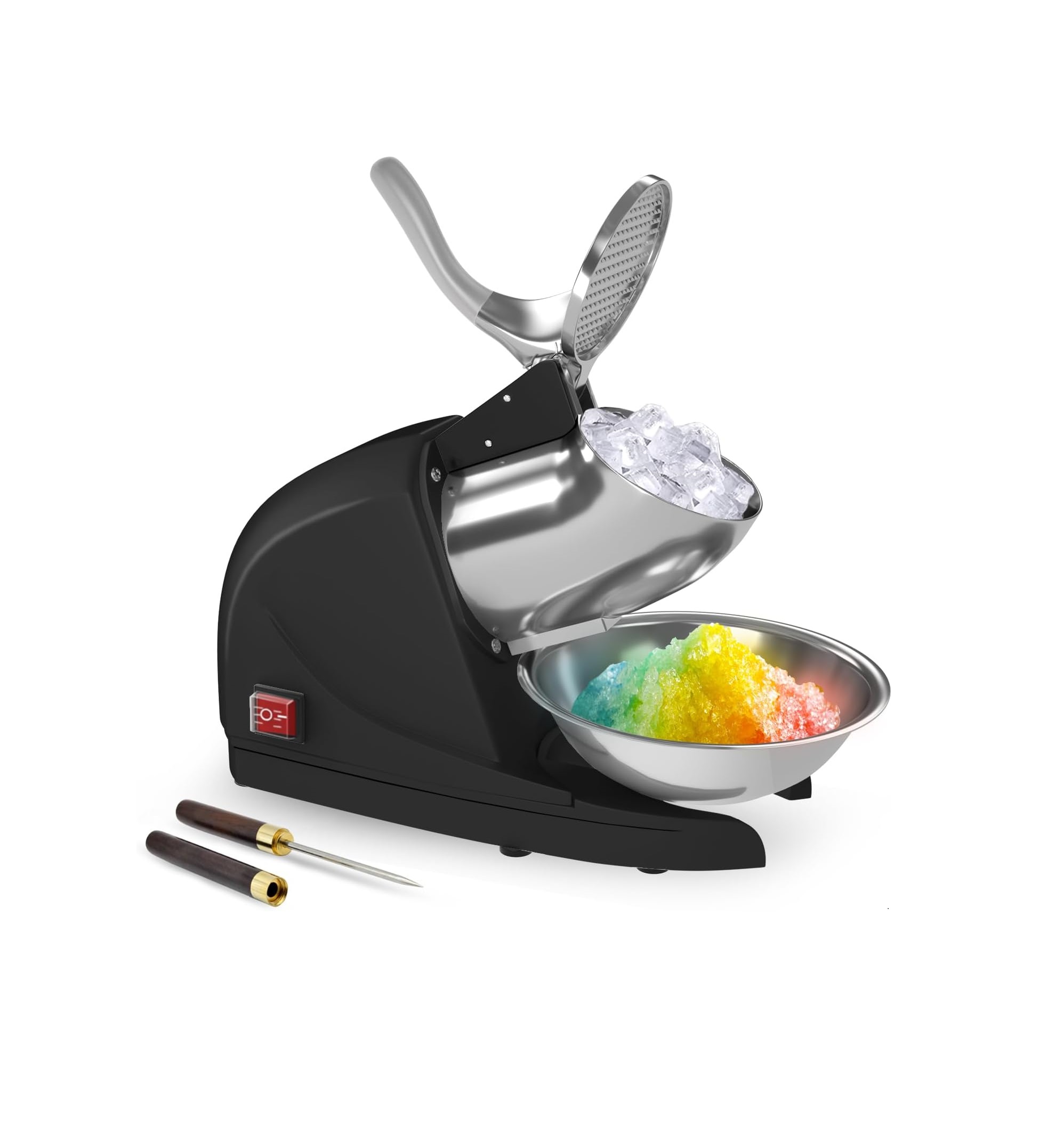 Máquina de Hielo Afeitado OKF 380 W - Trituradora de 3 Cuchillas de Acero Inoxidable, 280 lbs/hr, Uso Doméstico y Comercial