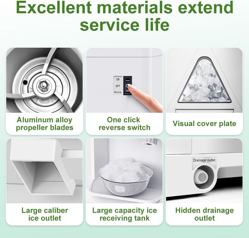 Vtsmax - Máquina de Hielo Afeitado Eléctrica, 380 W, Grosor Ajustable, 881 lbs/h, Ideal para Fiestas y Negocios