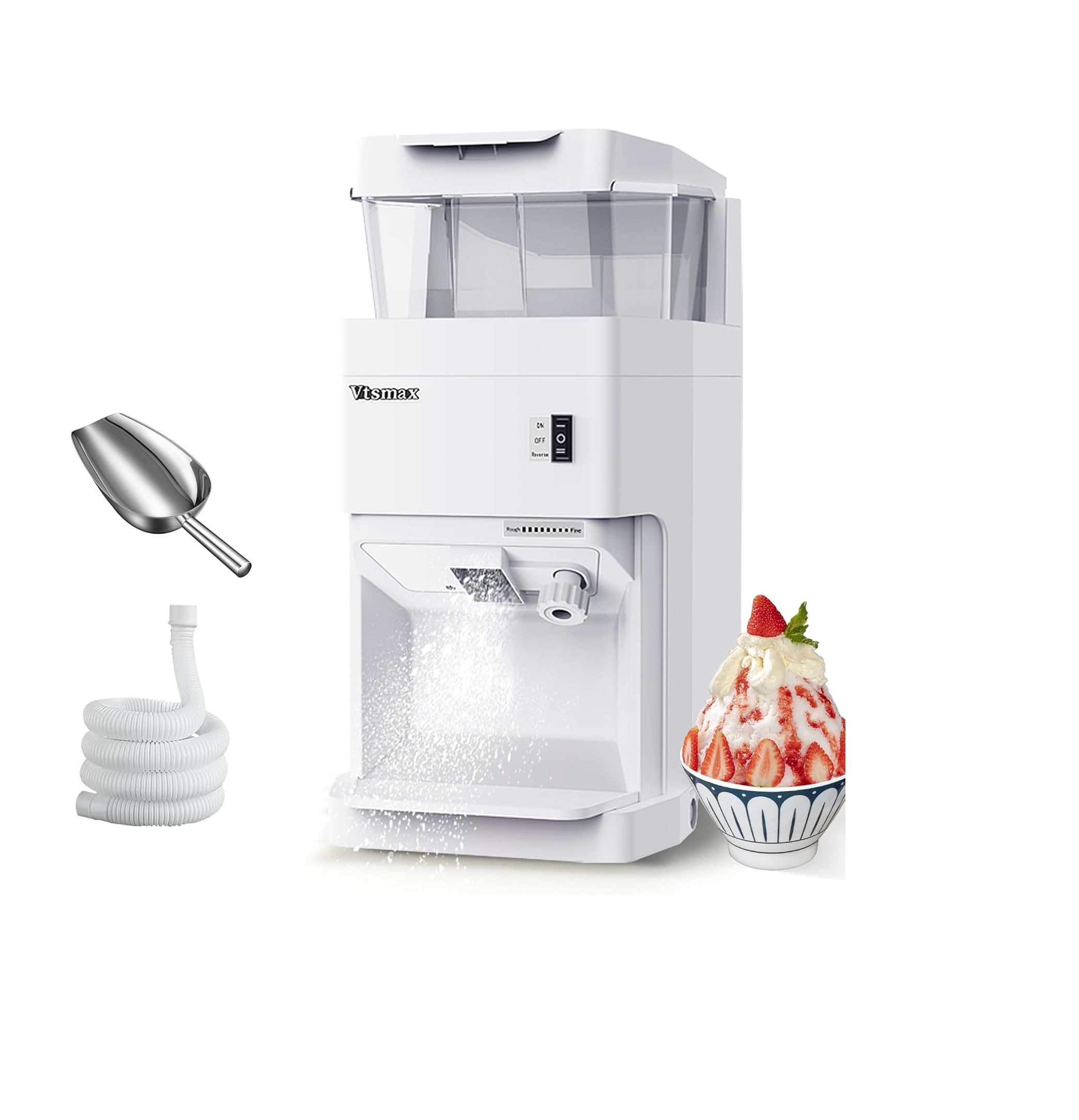 Vtsmax - Máquina de Hielo Afeitado Eléctrica, 380 W, Grosor Ajustable, 881 lbs/h, Ideal para Fiestas y Negocios