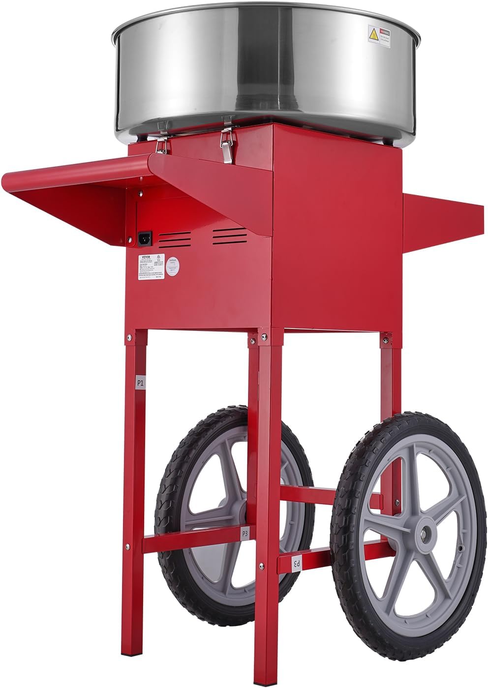 Máquina de Algodón de Azúcar VEVOR 1000 W con Carrito, 6 Conos por Minuto, Control de Temperatura y Cajón de Almacenamiento, Ideal para Fiestas y Negocios en Colombia.