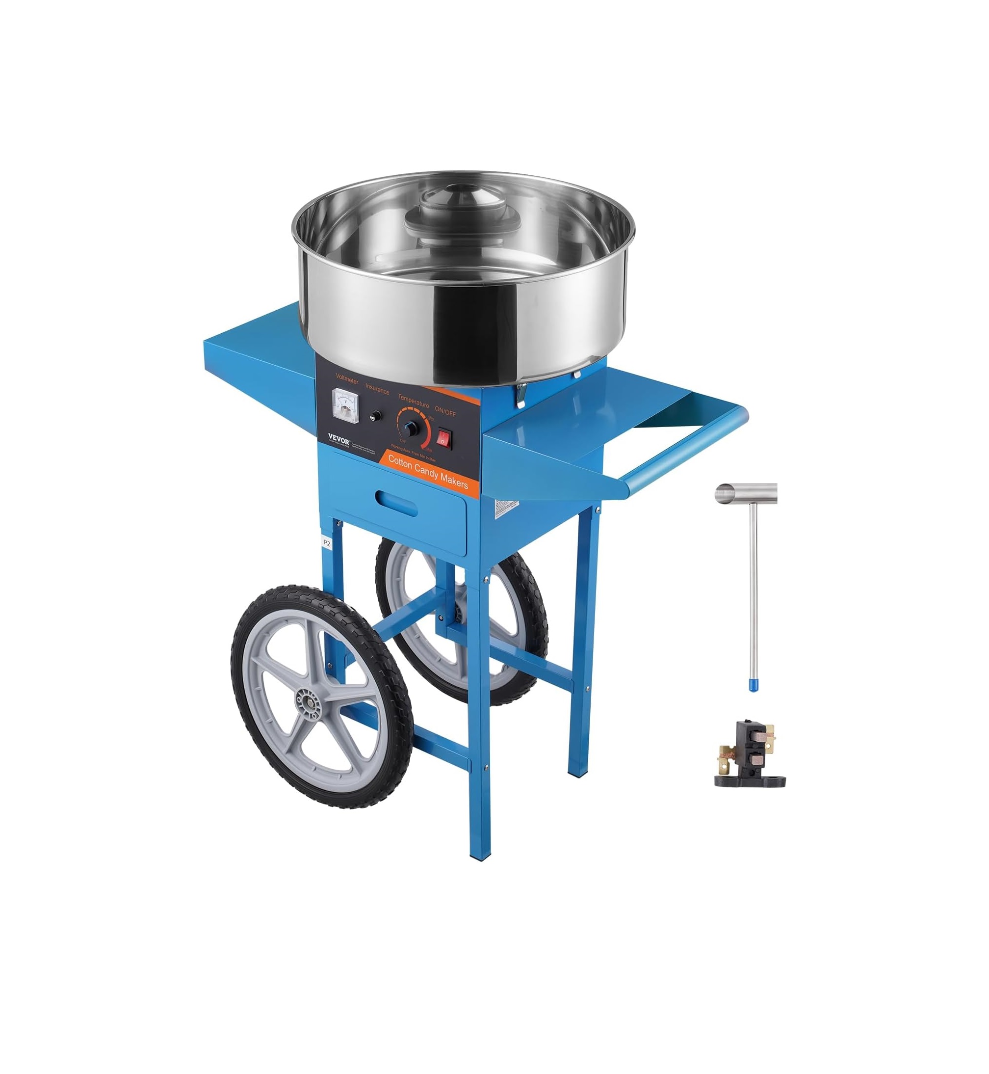 Máquina de Algodón de Azúcar con Carrito VEVOR, 1000 W, Tazón de Acero Inoxidable, Ideal para Cumpleaños y Eventos Comerciales en Colombia