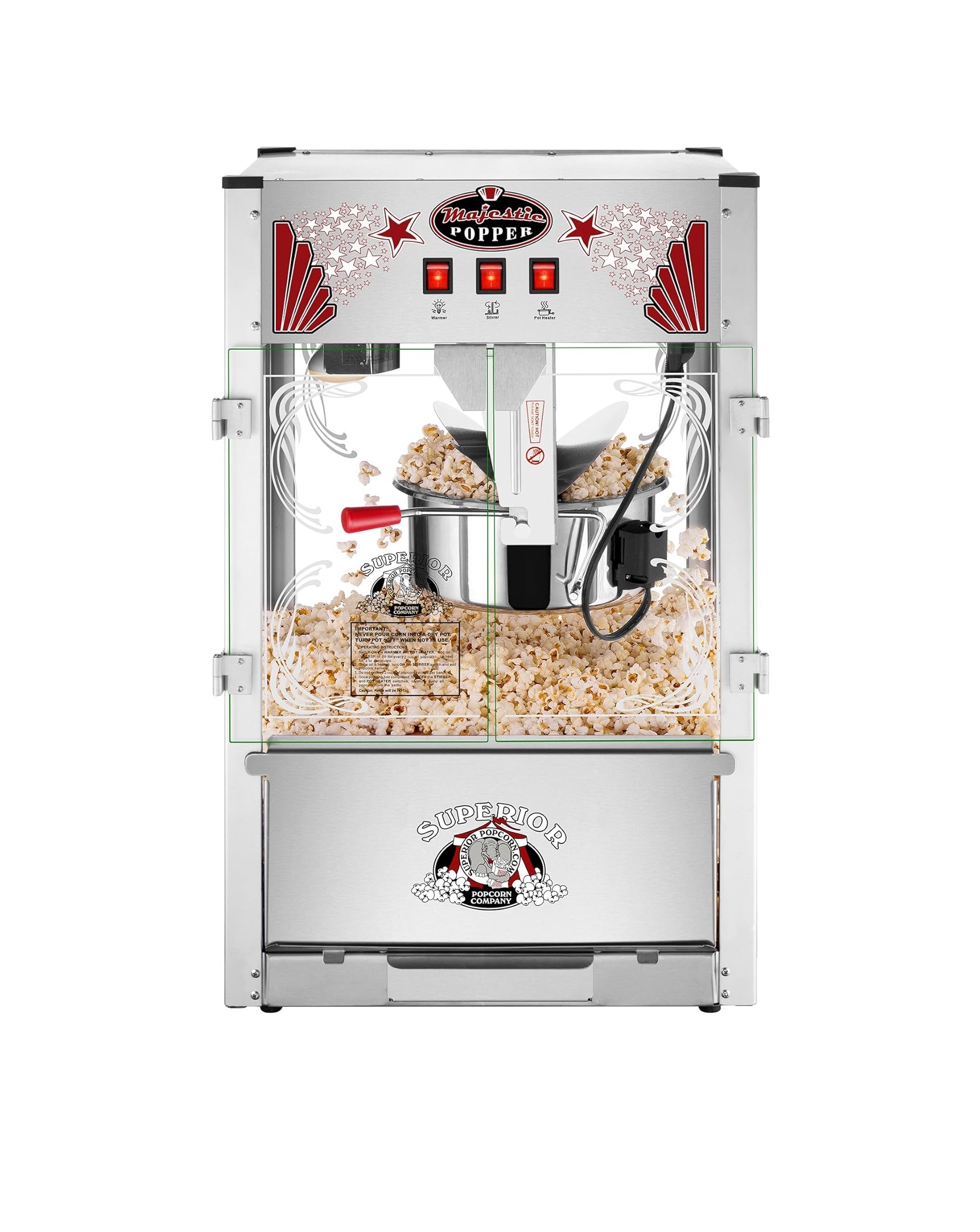 Crispetera Máquina de Palomitas de Maíz Comercial Majestic de 16 Onzas