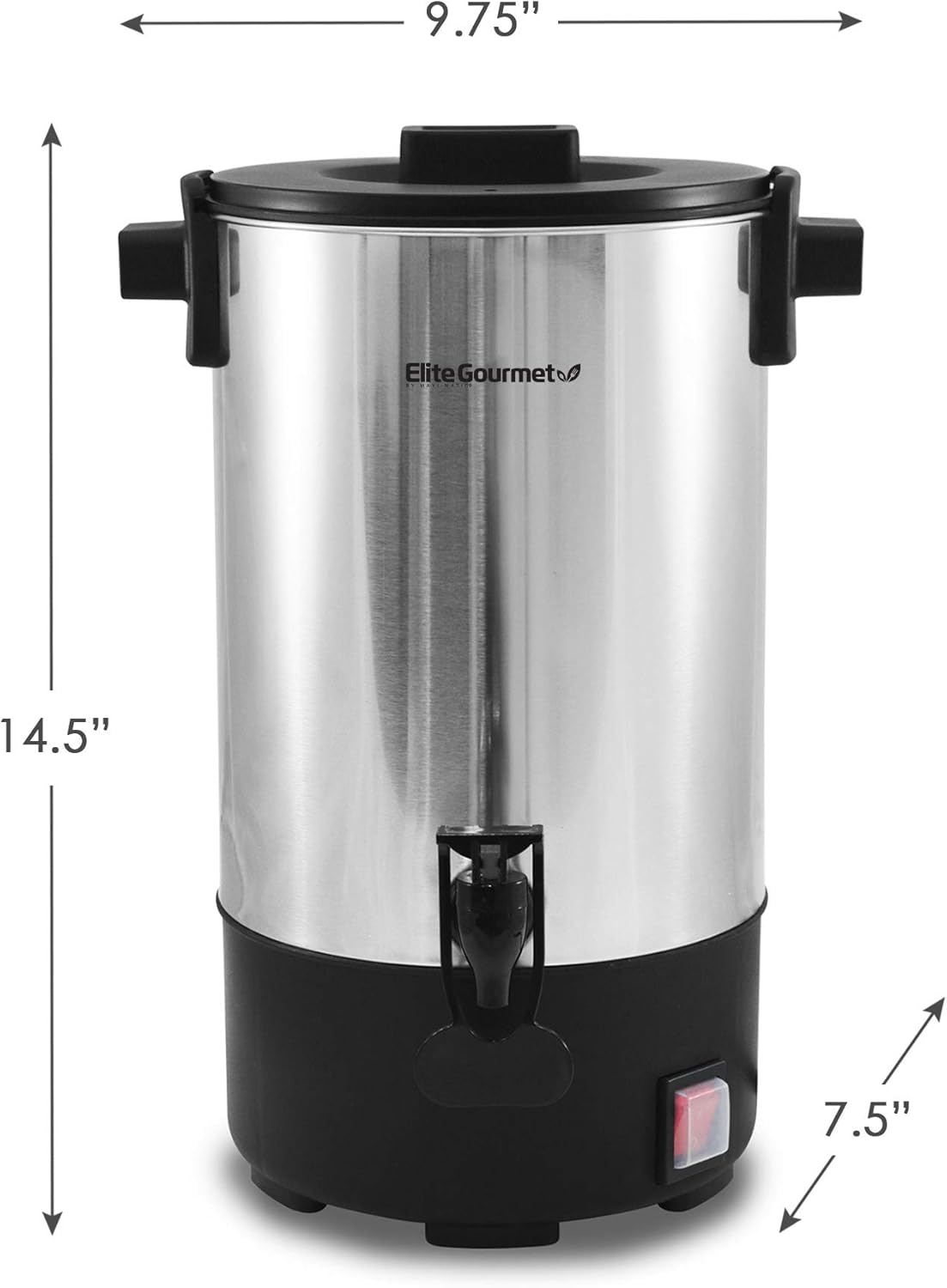 Urna Eléctrica Elite Gourmet CCM-035, 30 Tazas, Acero Inoxidable, Fácil Limpieza  