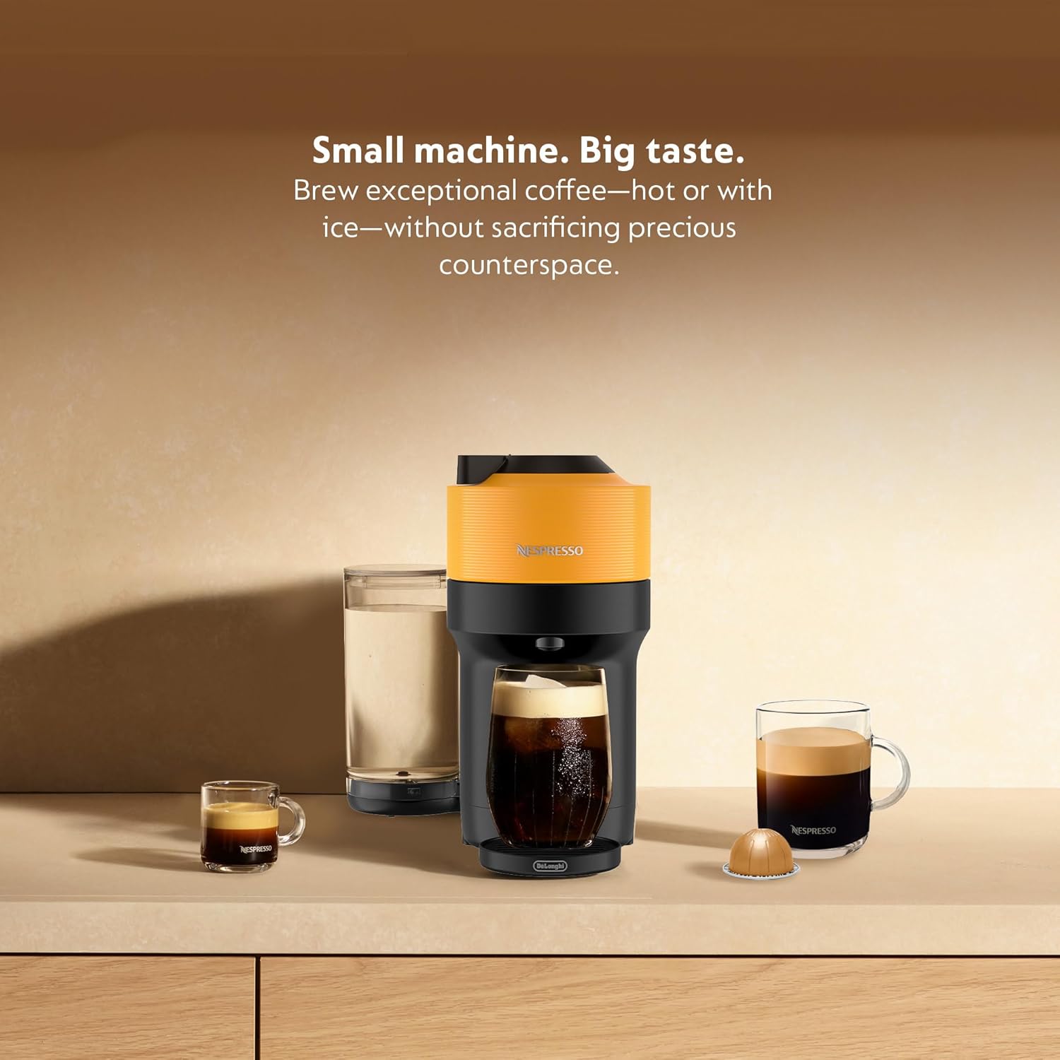 Nespresso Vertuo Pop+ De'Longhi: Máquina de Café y Espresso Compacta, Amarillo Mango