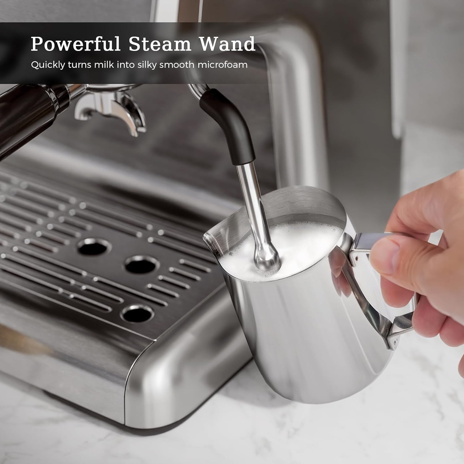 Kismile Máquina Espresso 20 Bares con Molinillo Integrado y Espumador, Tanque 2.8L  