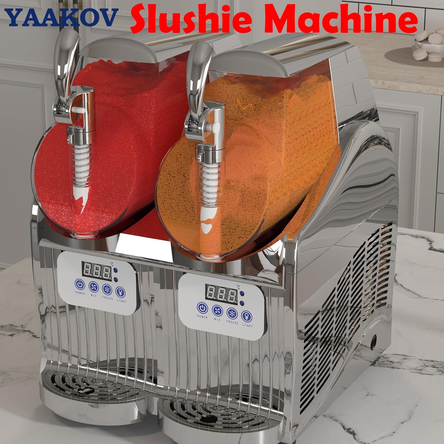 YAAKOV Máquina comercial del granizado para el hogar 110v/60hz Margarita máquina R134a fabricante de helados 3Lx2