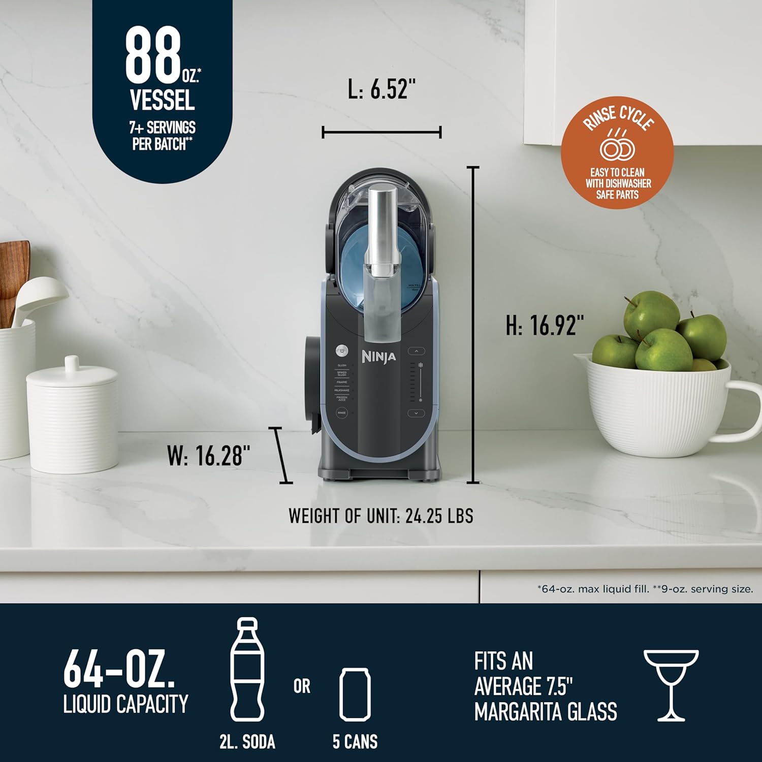 Máquina Ninja Slushi Profesional: Granizados, Margaritas y Más con RapidChill, Gris