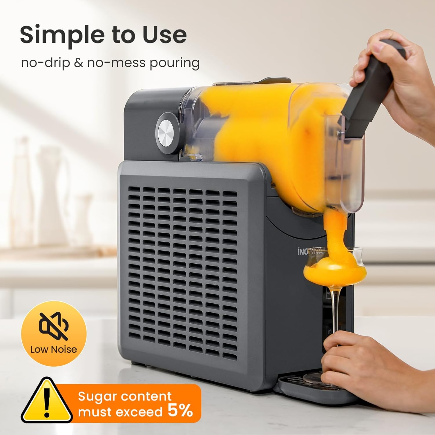 Máquina de Granizados INOVIVA de 68 oz: Función Autolimpieza y 5 Programas Preestablecidos