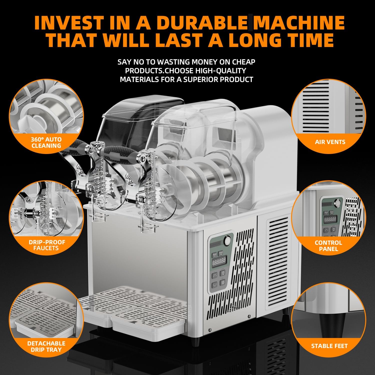 Máquina de Granizados Comercial SOULDOU: 4L x 2 Tanques, Multifuncional y Compacta  