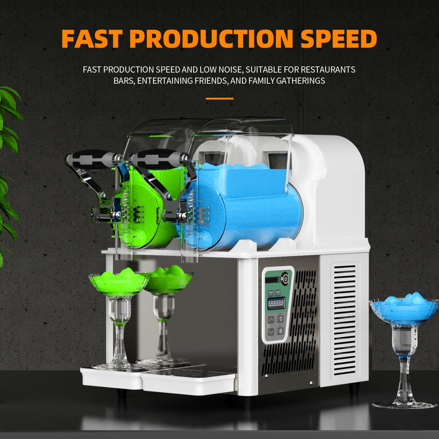 Máquina de Granizados Comercial SOULDOU: 4L x 2 Tanques, Multifuncional y Compacta  