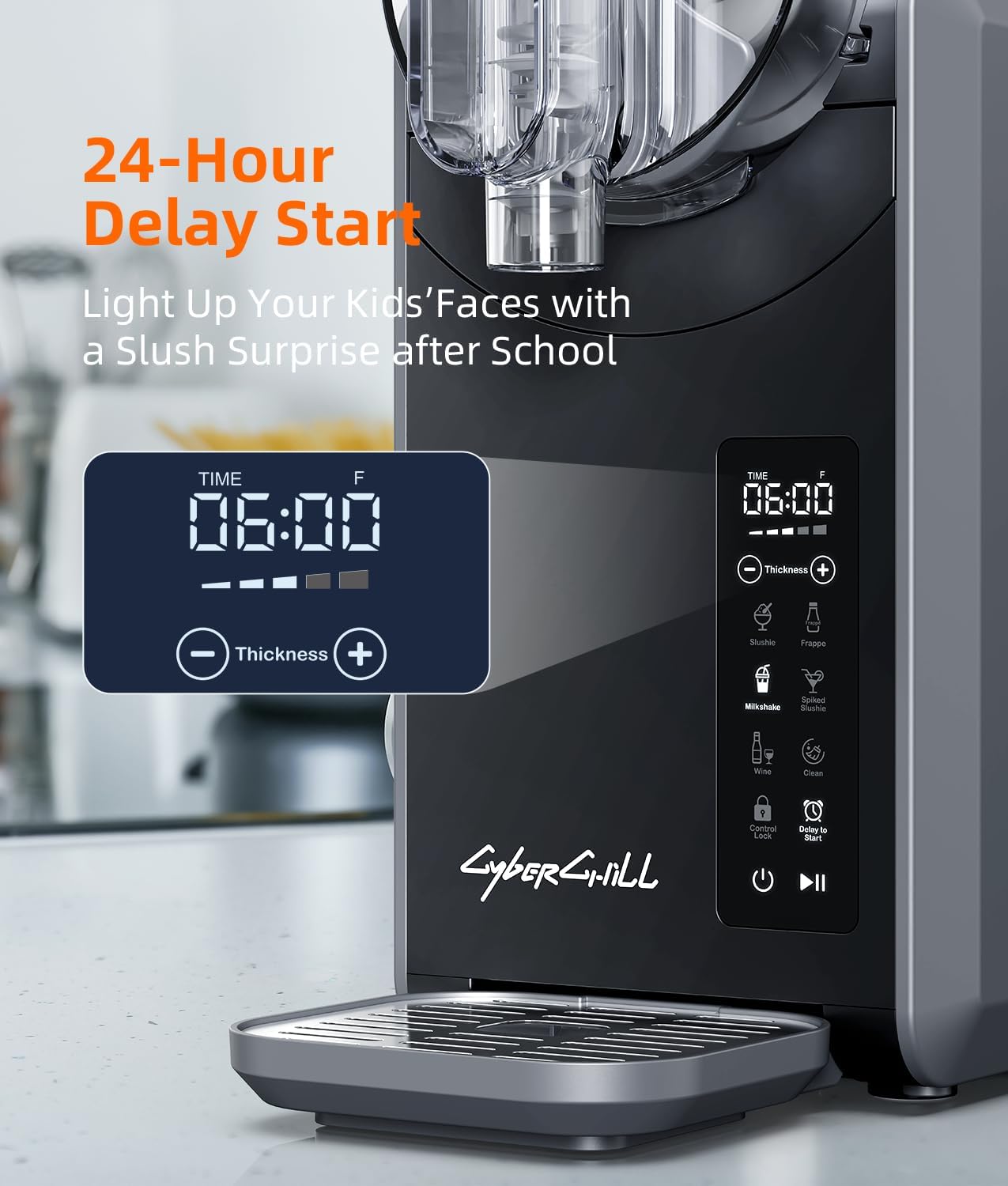 CyberChill Máquina de Granizados 68 oz con Autolimpieza y 5 Programas Preestablecidos