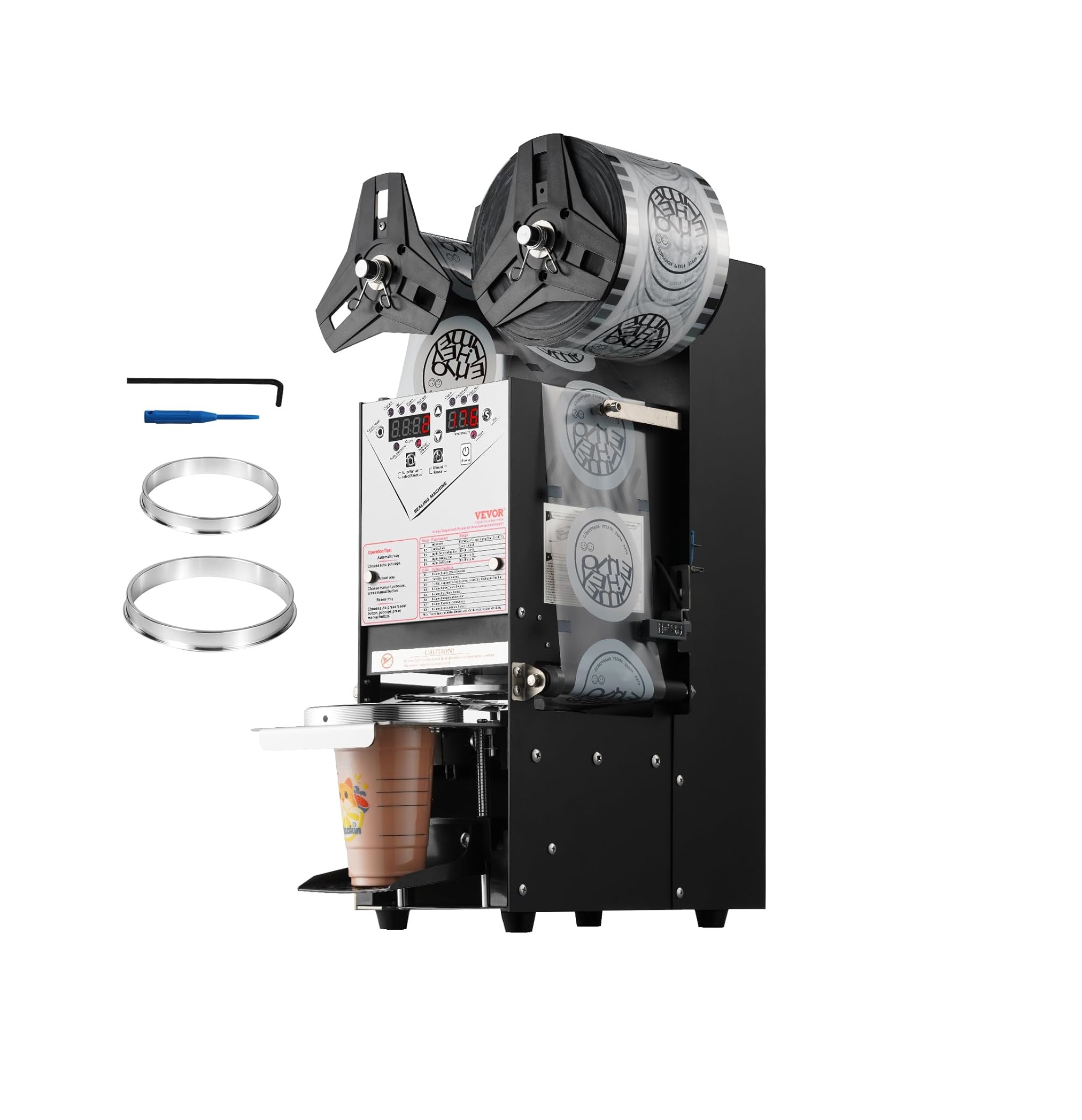 VEVOR Máquina Selladora de Vasos Automática: 500-650 Tazas/h con Control Digital LCD