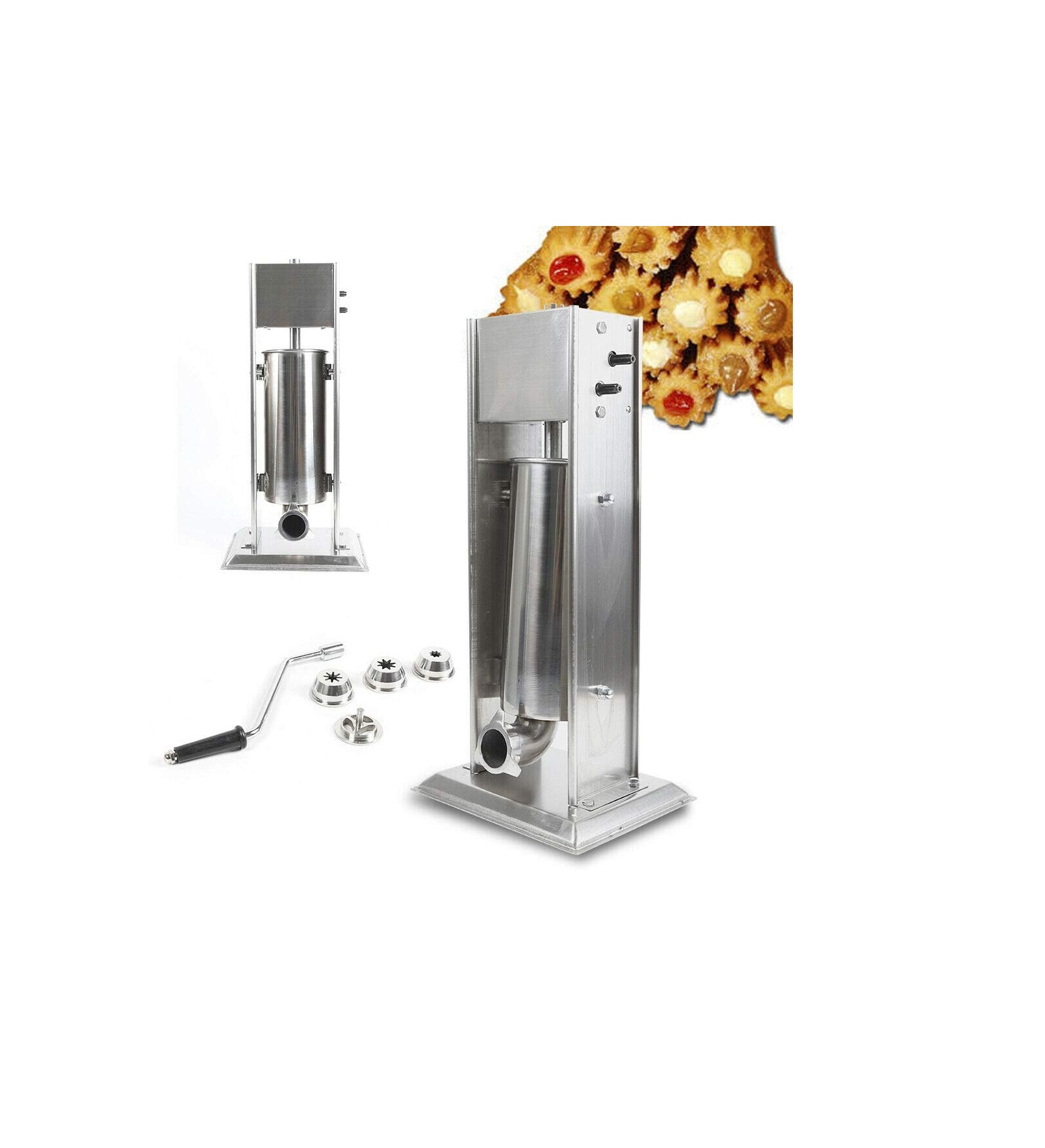 Máquina Manual para Hacer Churros LOYALHEARTDY: 5L, Acero Inoxidable, 4 Boquillas  