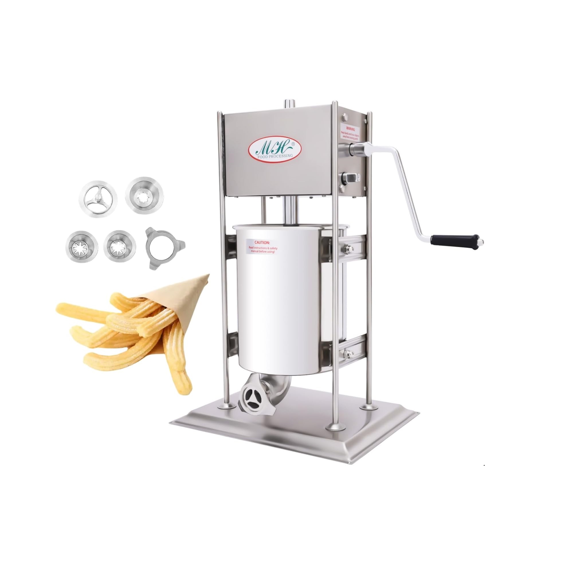 Máquina de Churros Comercial HuaShuani: 5L/1.32 Galones, Acero Inoxidable, 4 Boquillas