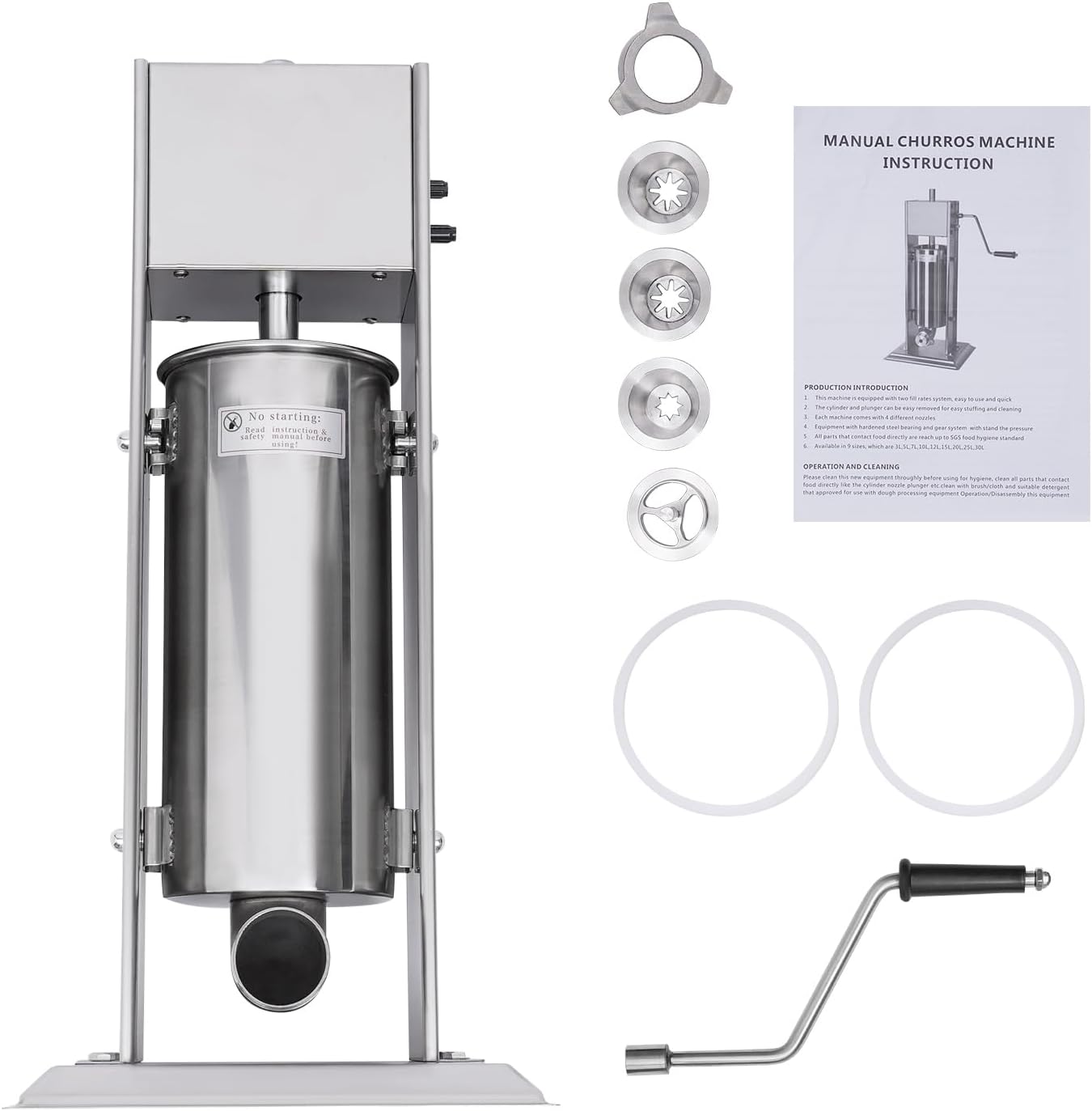 Máquina de Churros Comercial NliuLJW: 5L/1.32 Galones, Acero Inoxidable, 4 Boquillas
