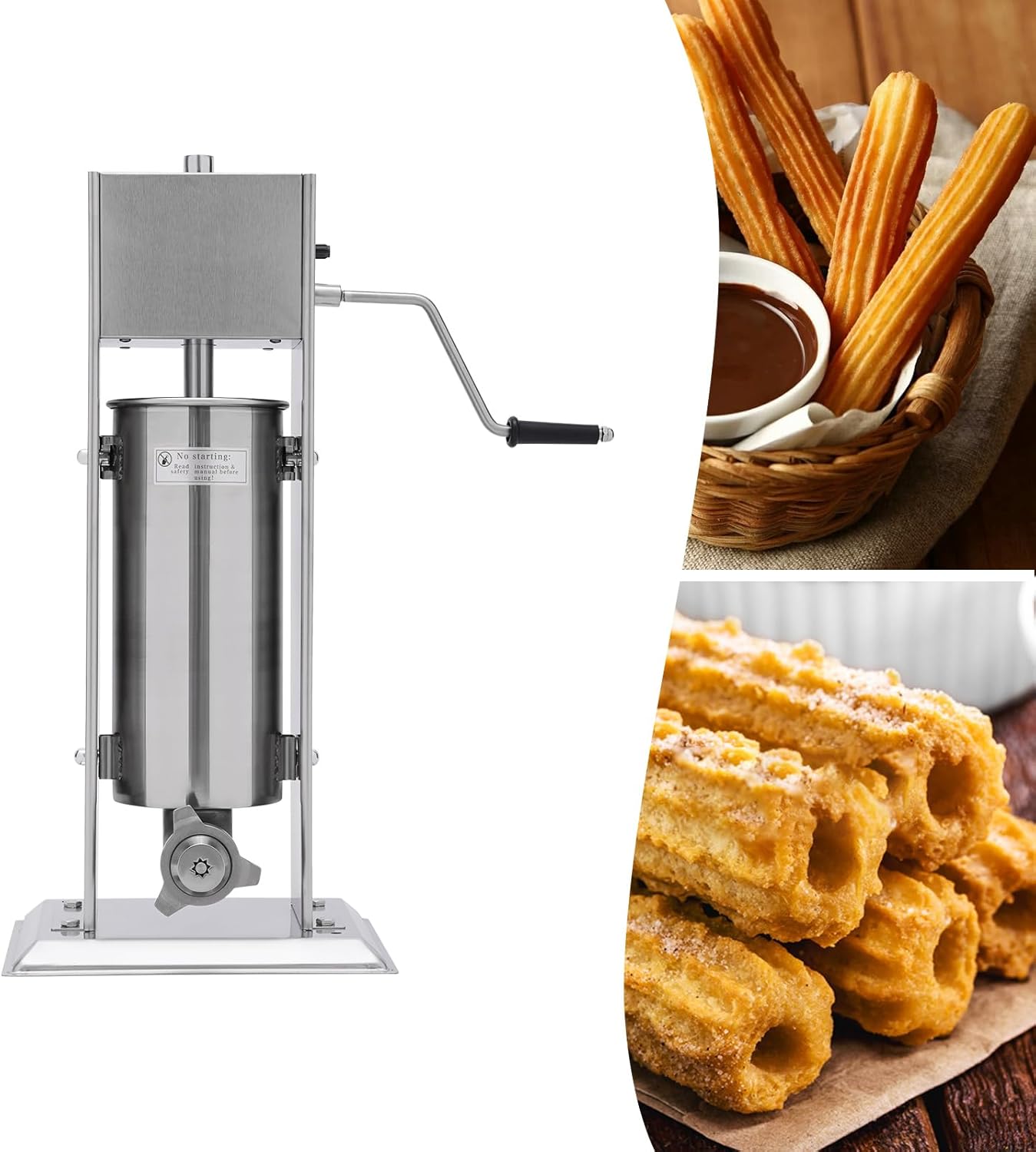 Máquina de Churros Comercial NliuLJW: 5L/1.32 Galones, Acero Inoxidable, 4 Boquillas
