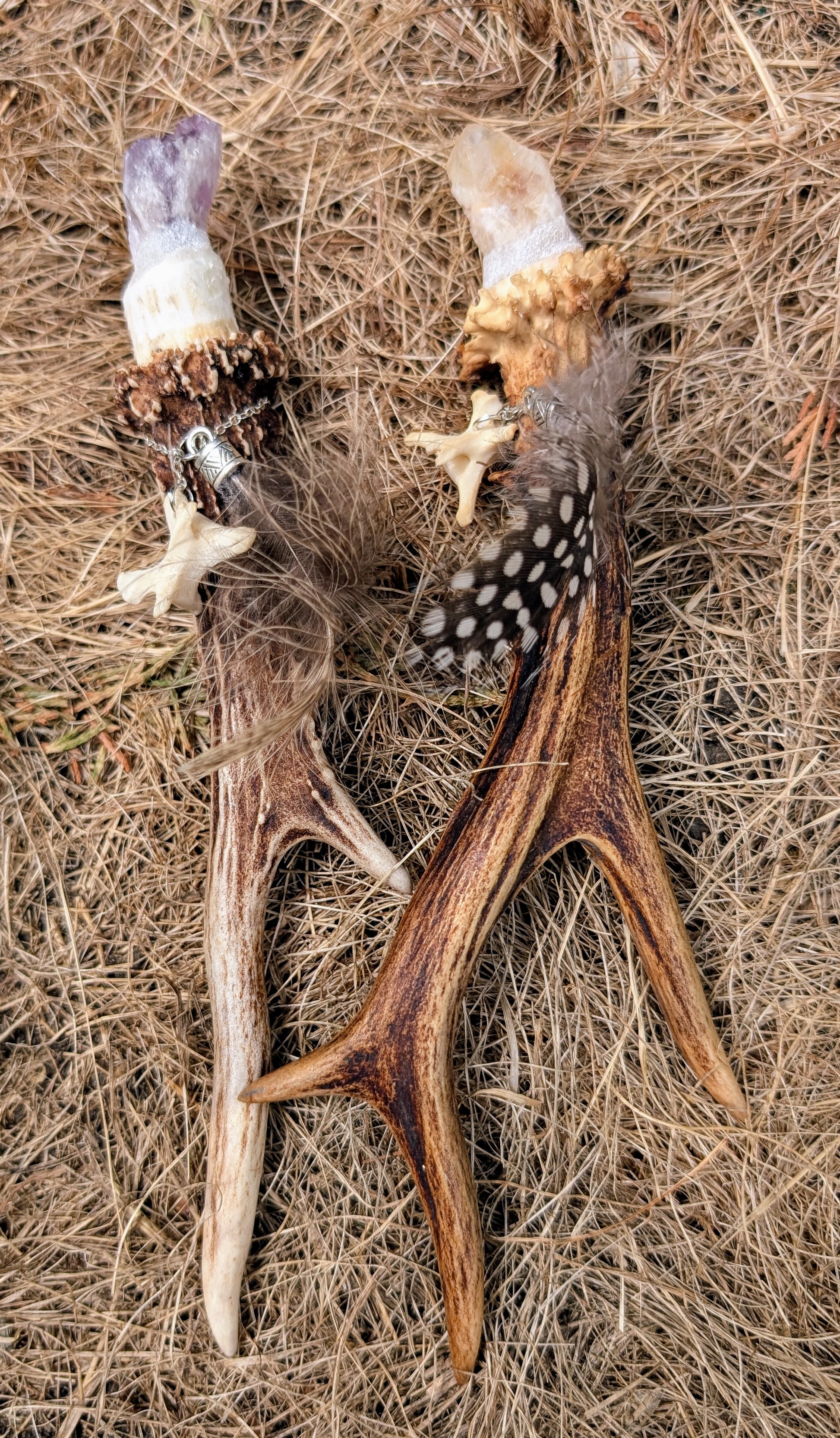 Crystal and Antler Wand