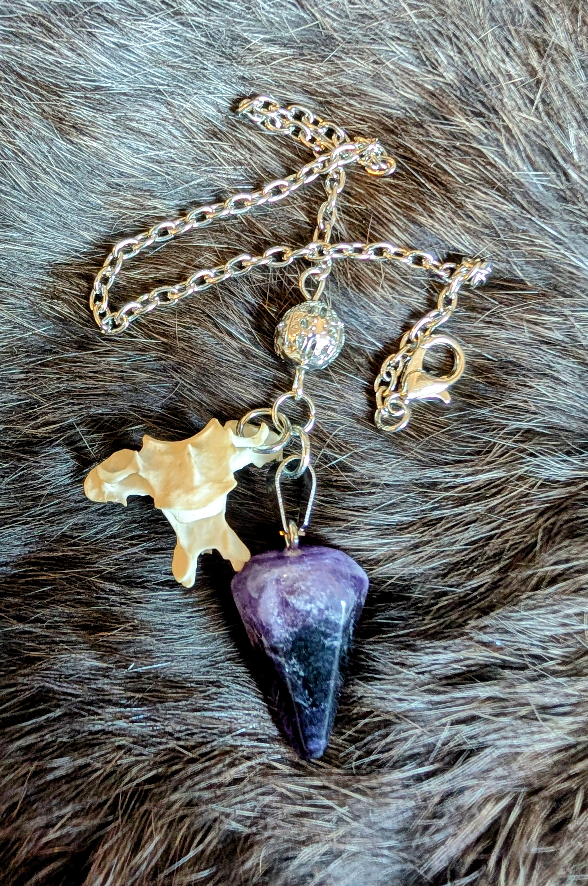 Crystal and Bone Pendulum