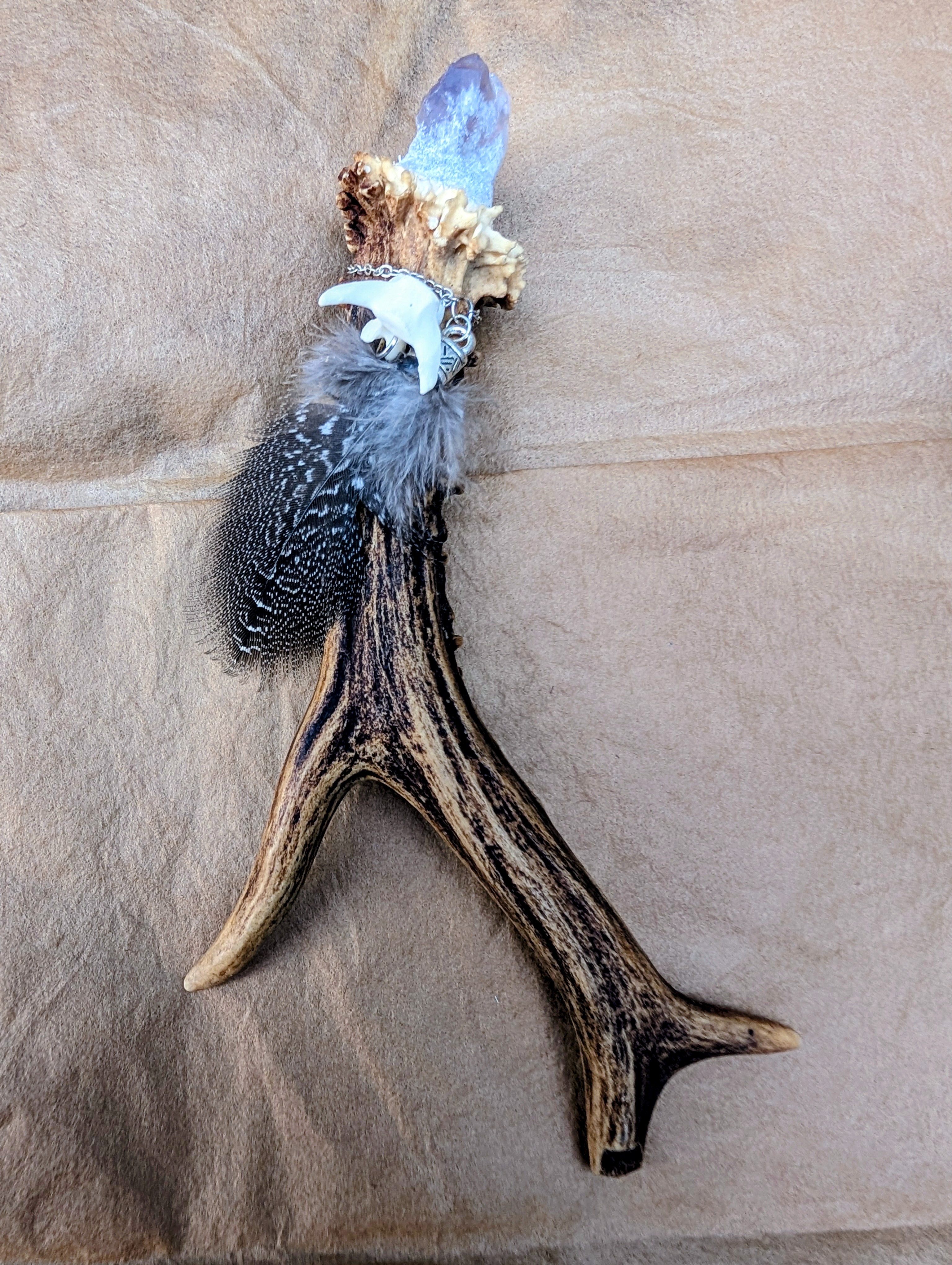 Crystal and Antler Wand