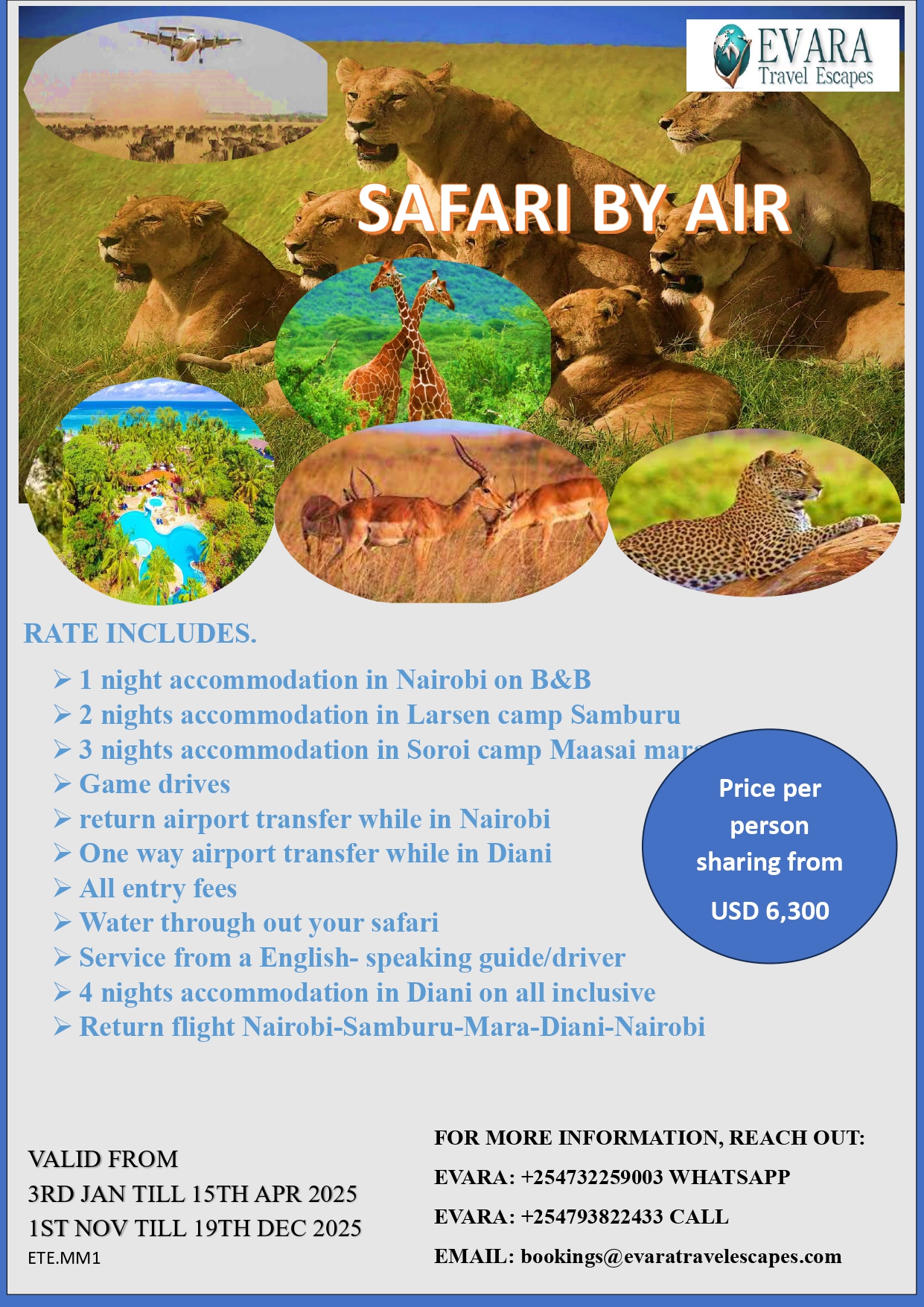 11 Days Kenya Safari & Beach Itinerary by Air