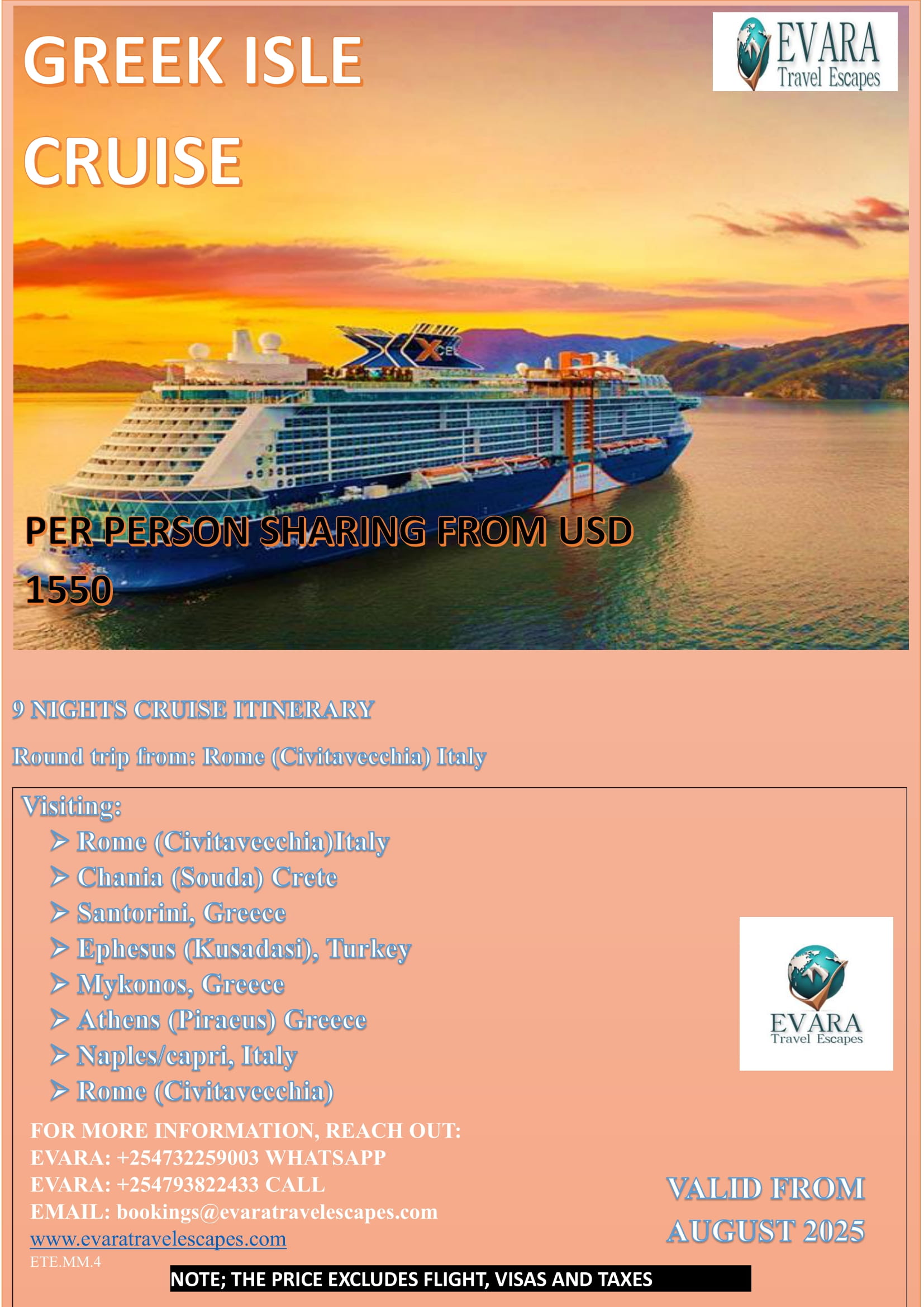 9-Night Greek Isles and Beyond Cruise Adventure