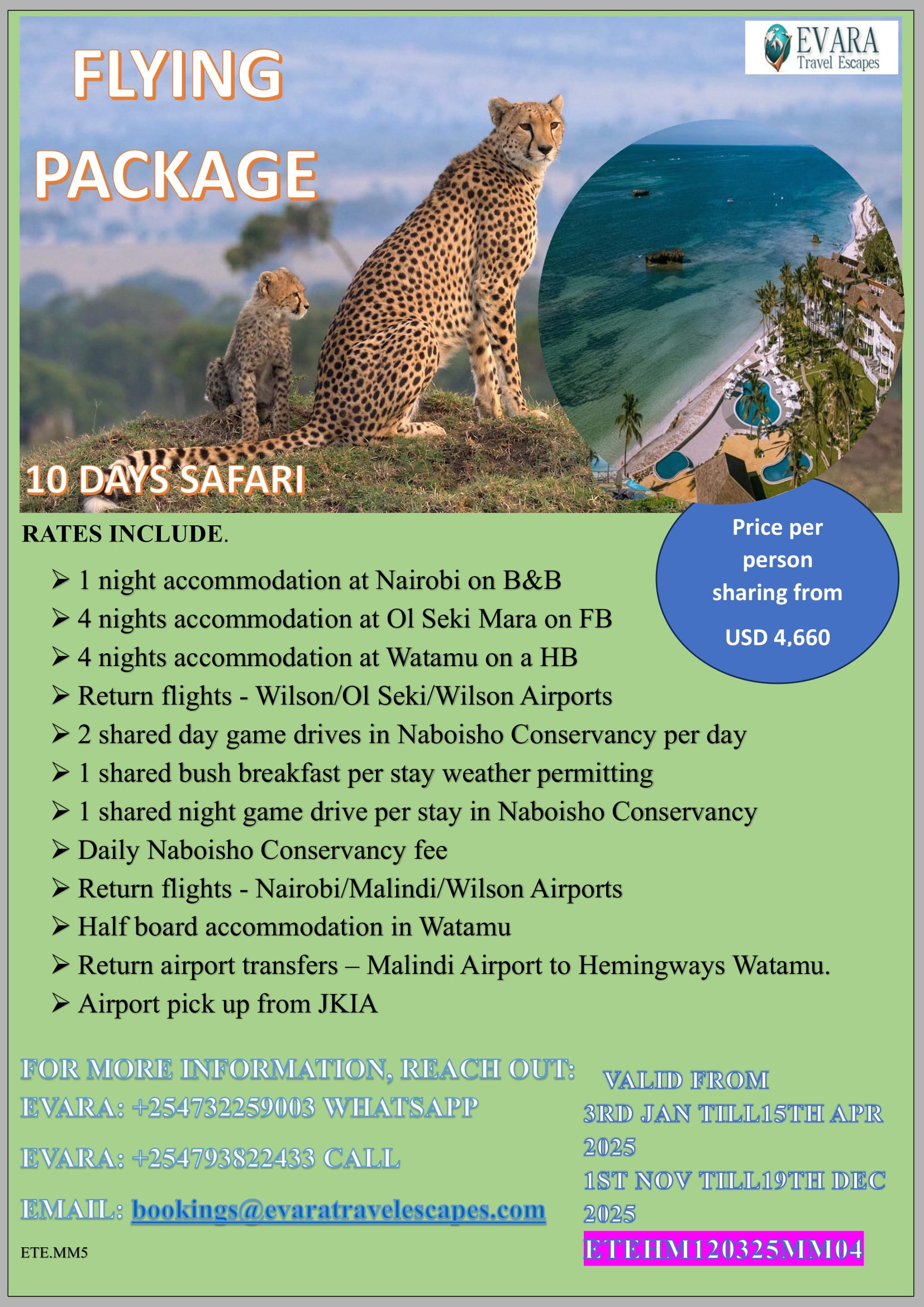 9-Day, 8-Night Kenya Adventure: Wildlife and Coastal Bliss