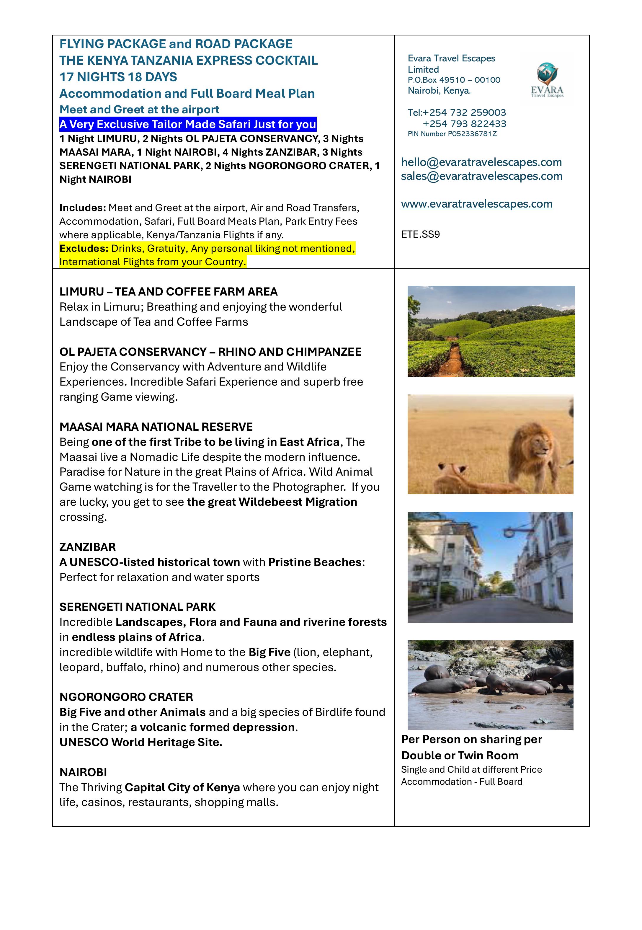 18-Day, 17-Night Ultimate Kenya-Tanzania Safari Journey