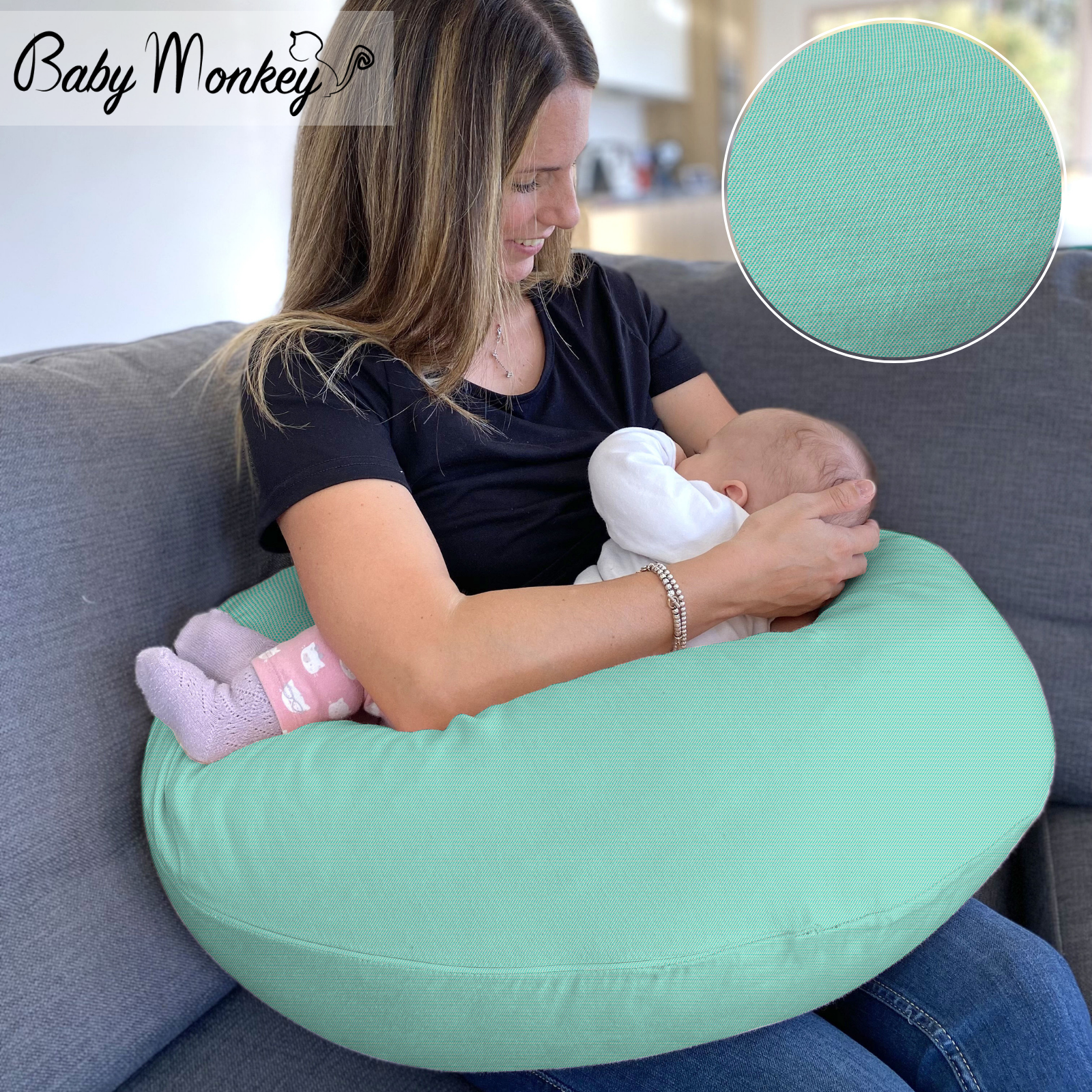 BabyMonkey® Voedingskussen mintgroen