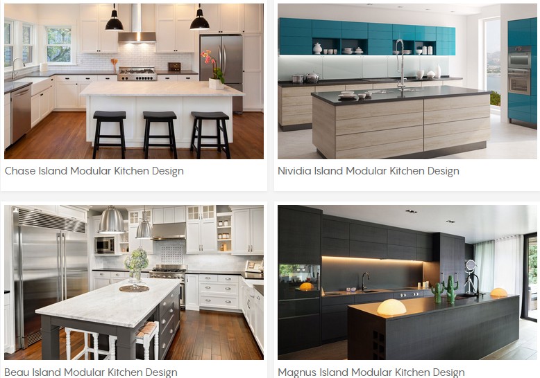 Wooden Island Modular Kitchen Designs