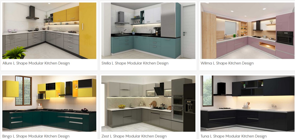 Wooden L Shape Kitchen Design