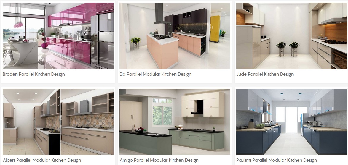 Wooden Parallel Modular Kitchen Designs