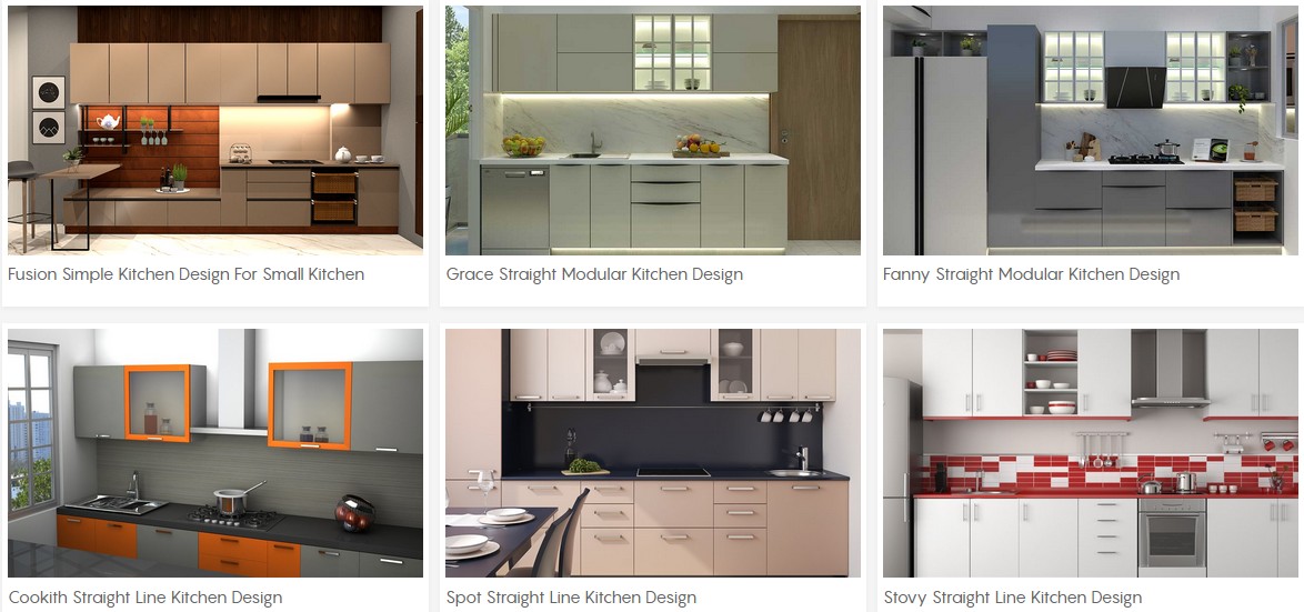 Wooden Straight Modular Kitchen Designs