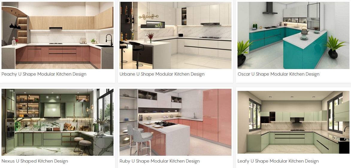 Wooden U Shape Kitchen Design