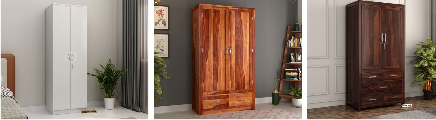 Wooden 2 Door Wardrobe