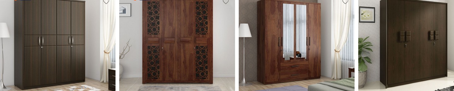 Wooden 4 Door Wardrobe