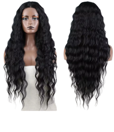 Synthetische deep curly haar Amanda pruik kleur zwart 65cm