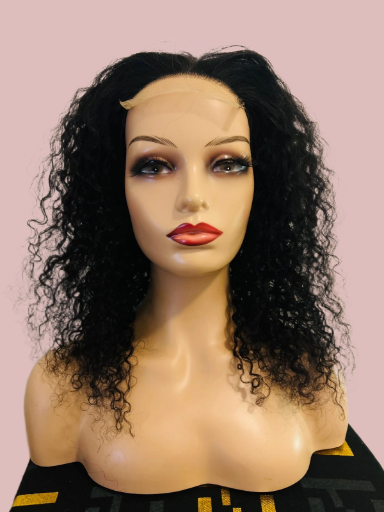 Stella curly pruik echt haar in kleur 1b