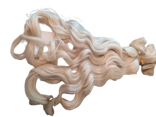 Clip in hairextensions synthetisch body wave haar kleur blond 613 55cm