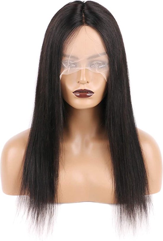 Luna silky straight pruik echt haar kleur 1b