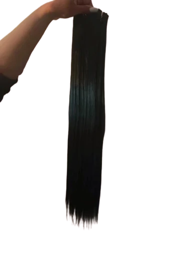 Clip in hairextensions synthetisch silky straight haar kleur 1b 55cm
