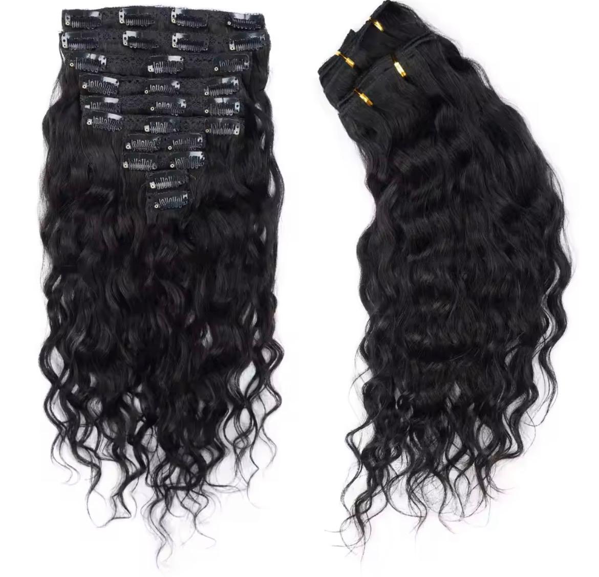 Clip in echt haarextensions curly wavy 55cm